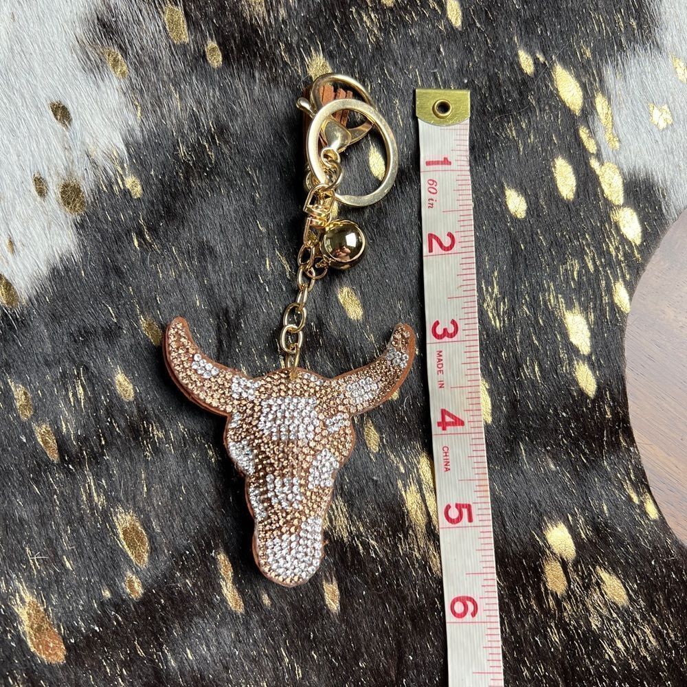 Blinged Steer Head Keychain